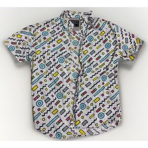 Creative Destruction Men's Short Sleeve Geometric Patterned Woven Size Small
